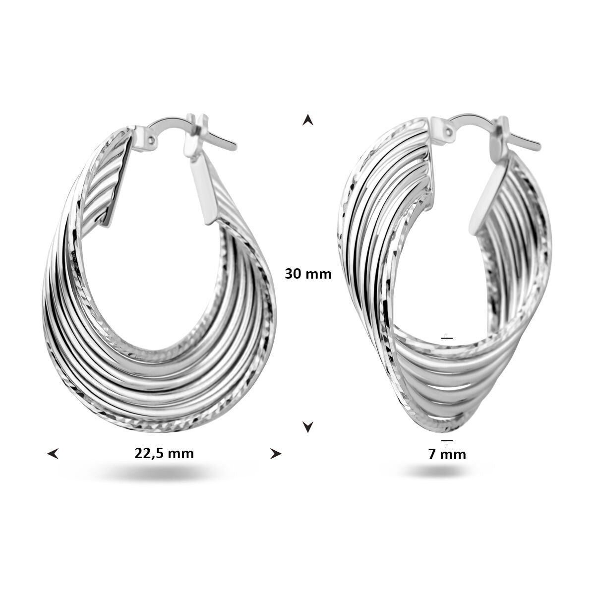 Ovale Ohrringe aus Sterlingsilber – rhodiniert 925er Silber