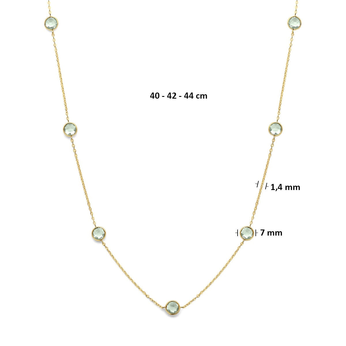 14k Geelgouden collier met groene amethist