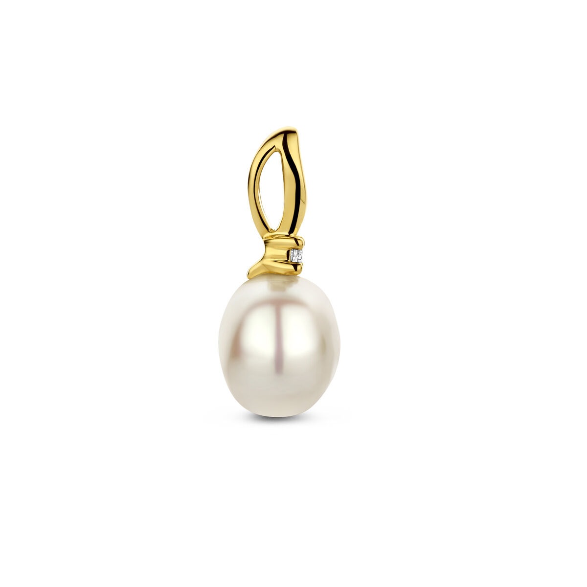 Goldanhänger mit Diamant und Perle – 14k Gelbgold