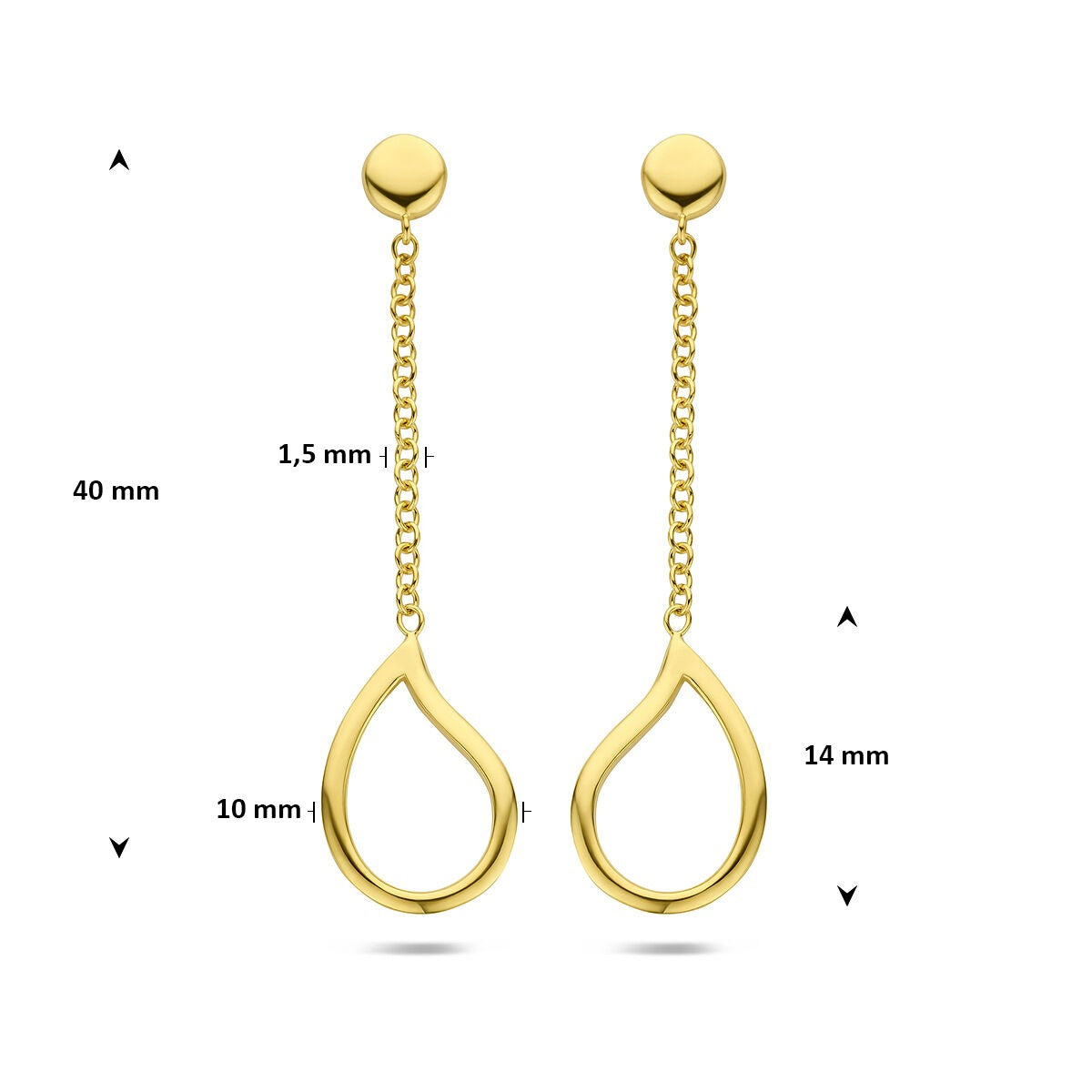 Goldene Ohrhänger Tropfenform – 14k Gelbgold