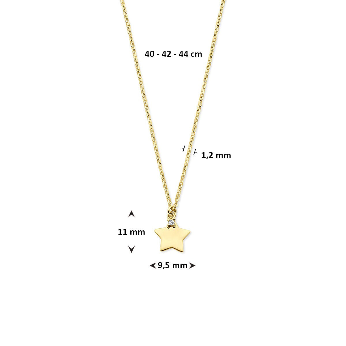 14 Karat Gelbgoldkette mit Stern und Zirkonia