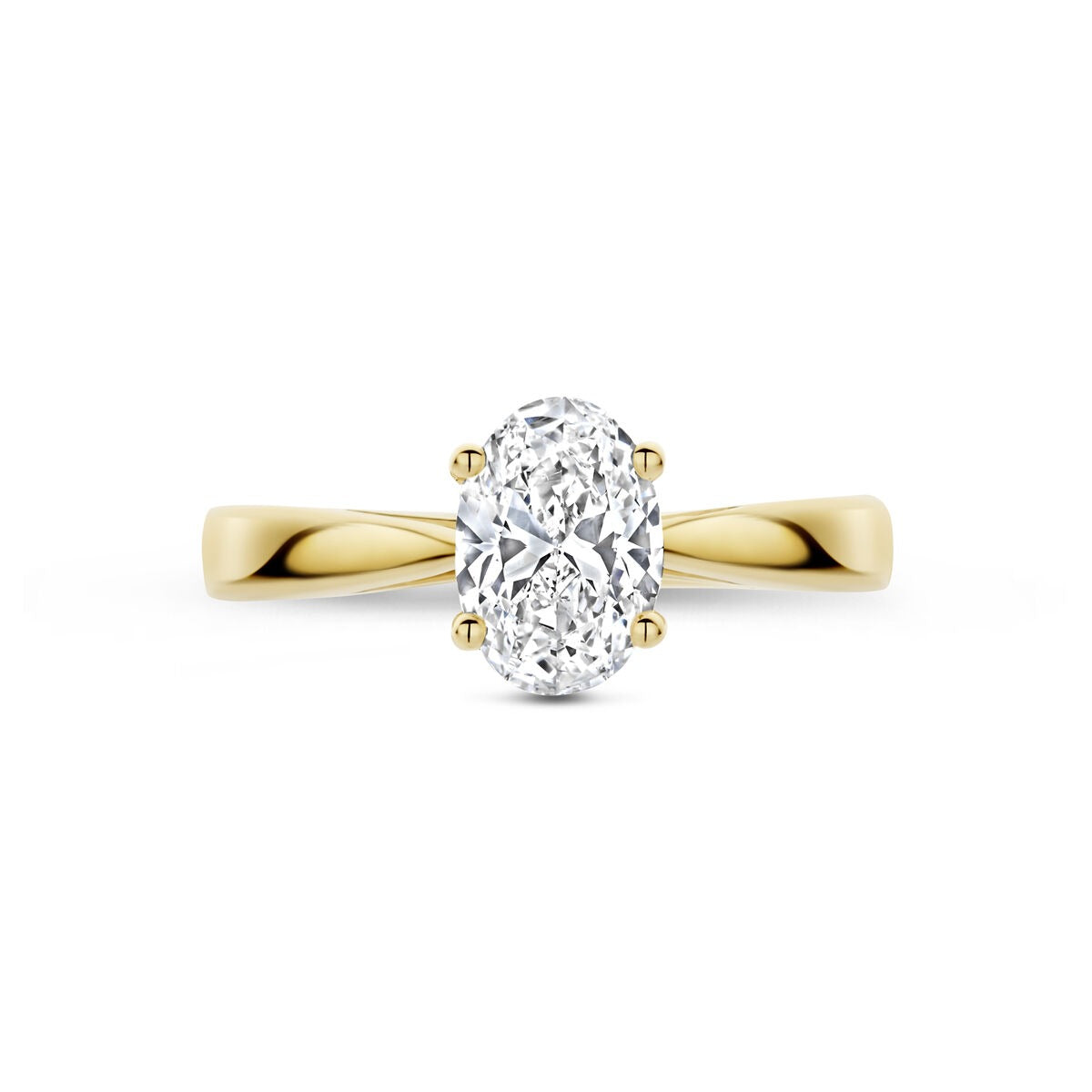 14k Gelbgold Damenring mit im Labor gezüchtetem Diamanten