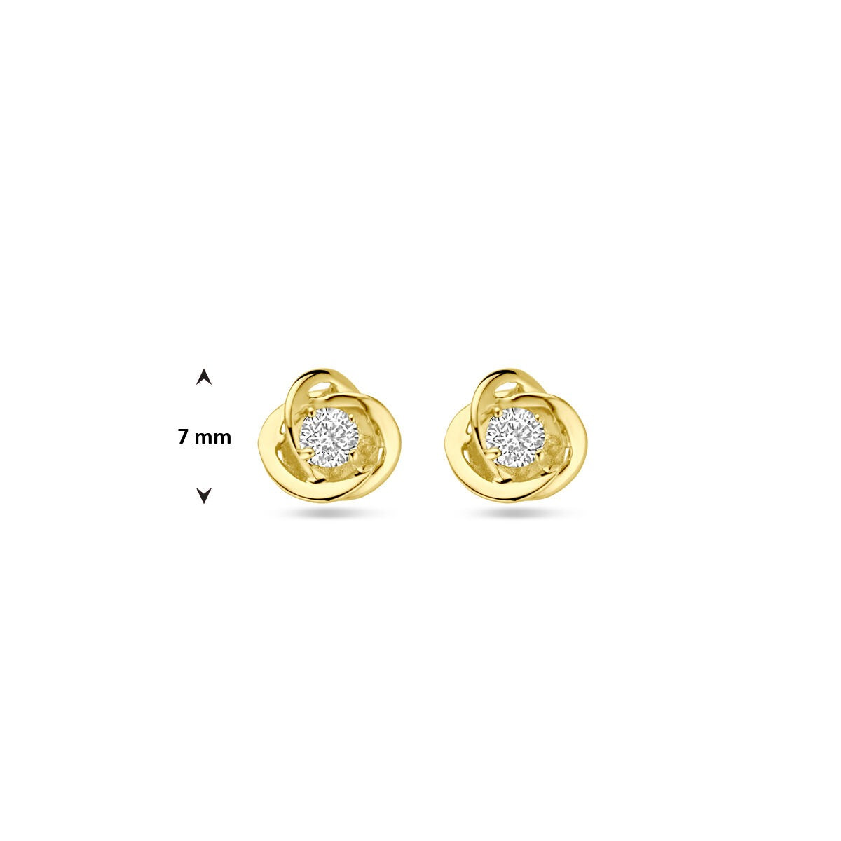 9kt Gelbgold Ohrstecker mit Zirkonia 7 mm