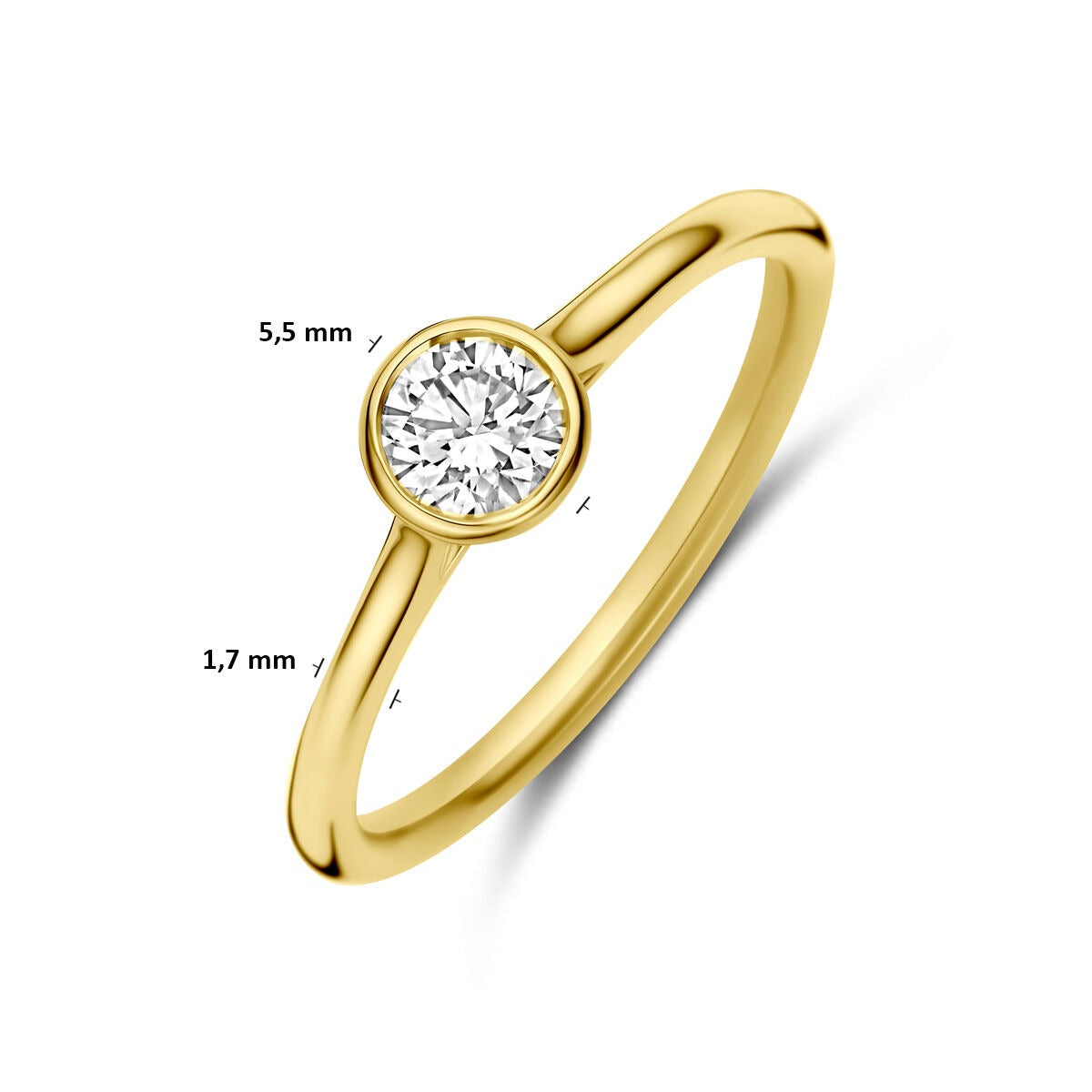14K Gelbgoldring mit Diamant 0,40 ct Solitär