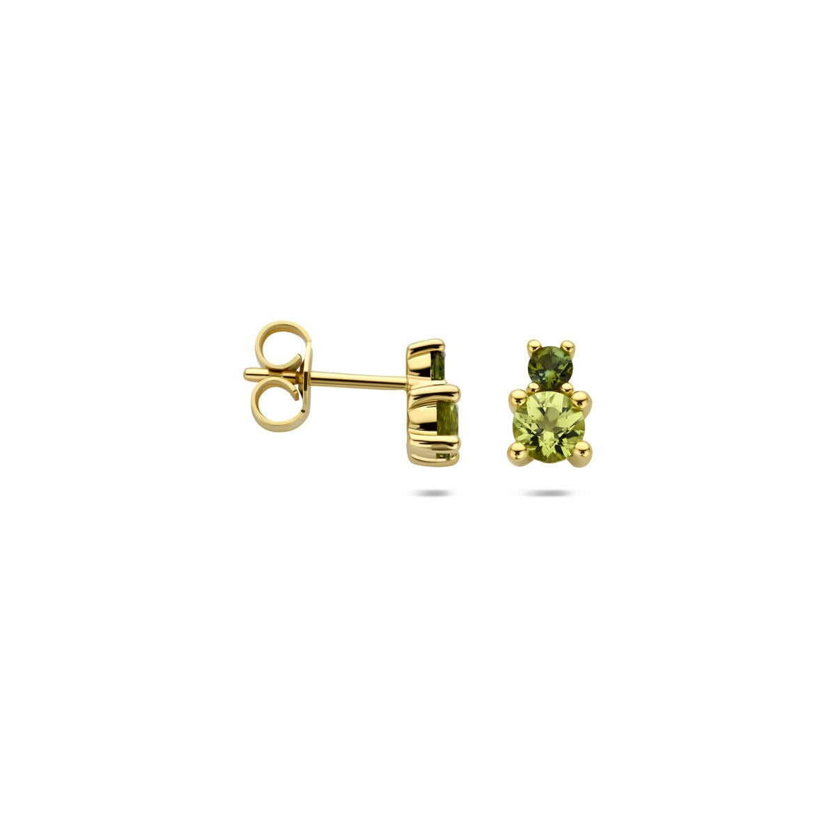 14k Gelbgold-Ohrstecker mit Peridot und grünem Turmalin