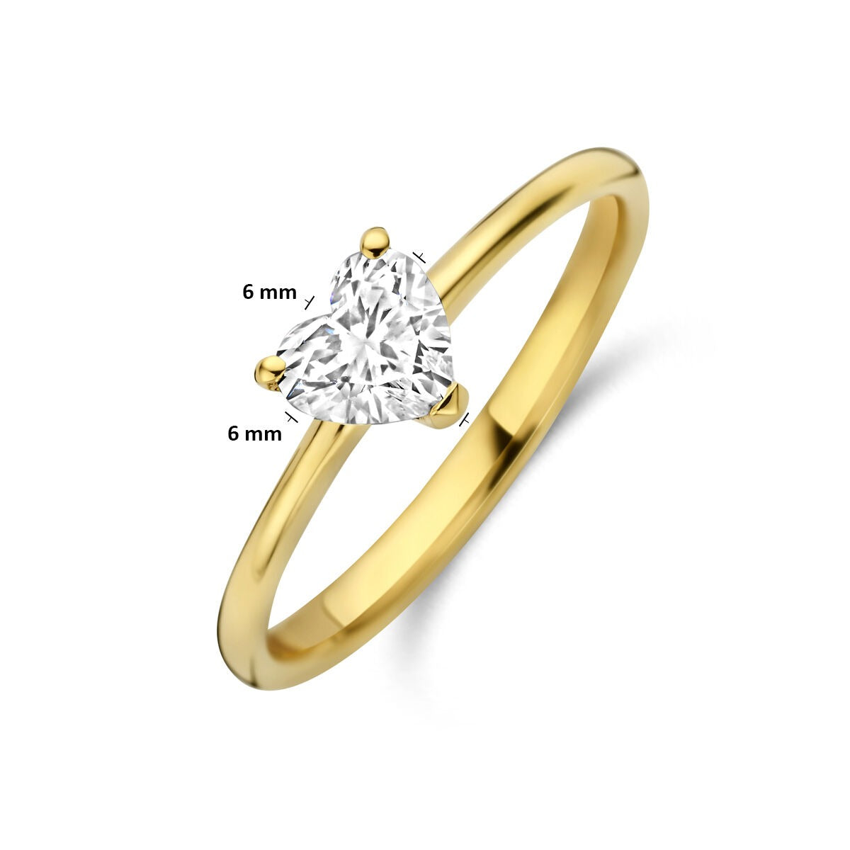 14k Gelbgoldring mit herzförmigem Labordiamant 0,50ct