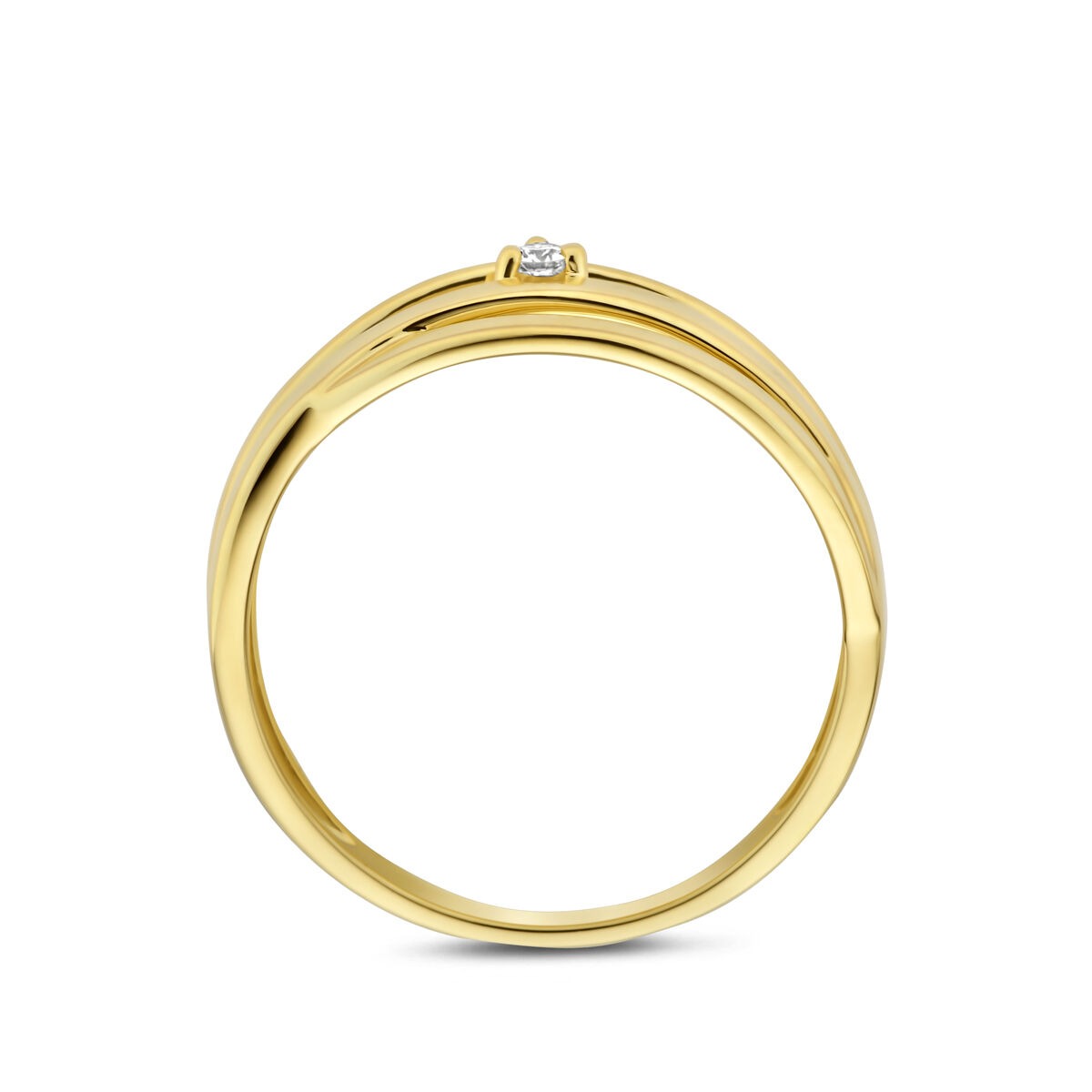 Goldener Damenring mit Diamant – 14 Karat Gelbgold