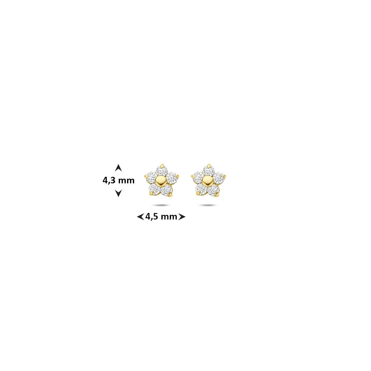9kt Gelbgold Ohrstecker Blumenform mit Zirkonia