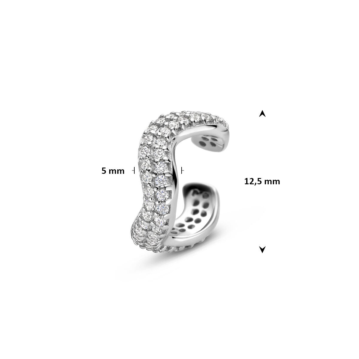 Silberner Ear Cuff mit Pavé-Zirkonia 925 rhodiniert