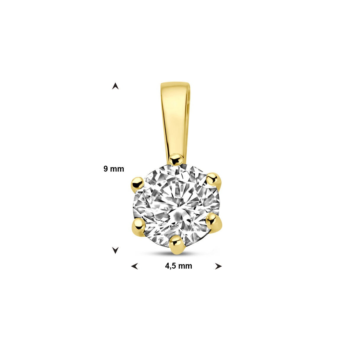 Gelbgoldfarbener Anhänger mit Zirkonia – 9 Karat
