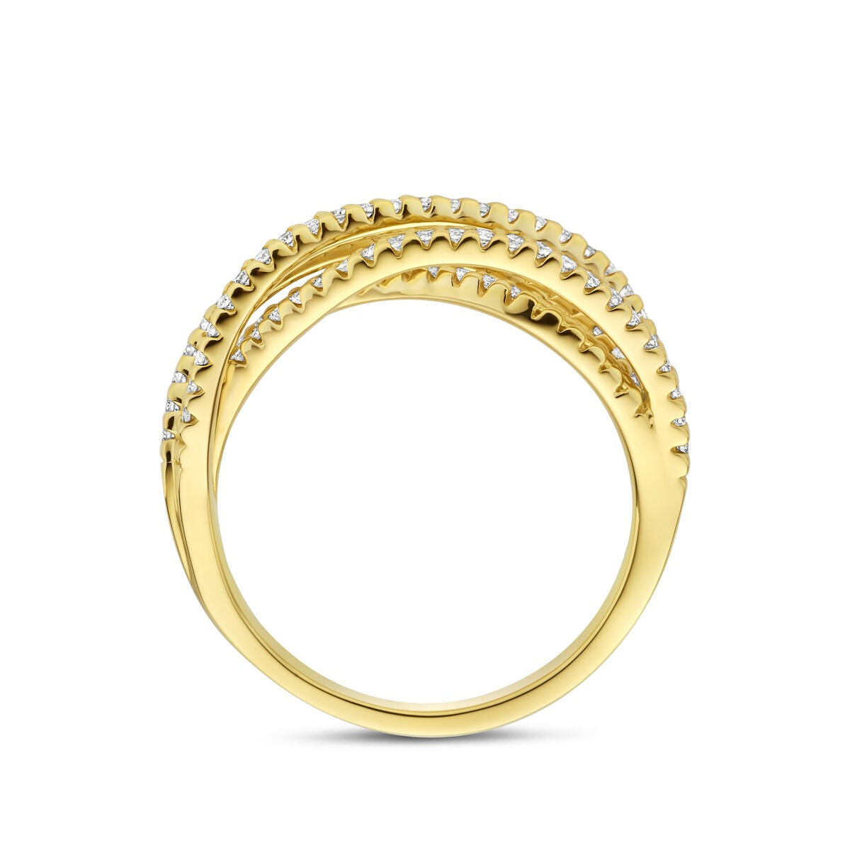 Damenring aus Gelbgold mit Diamanten – 14k
