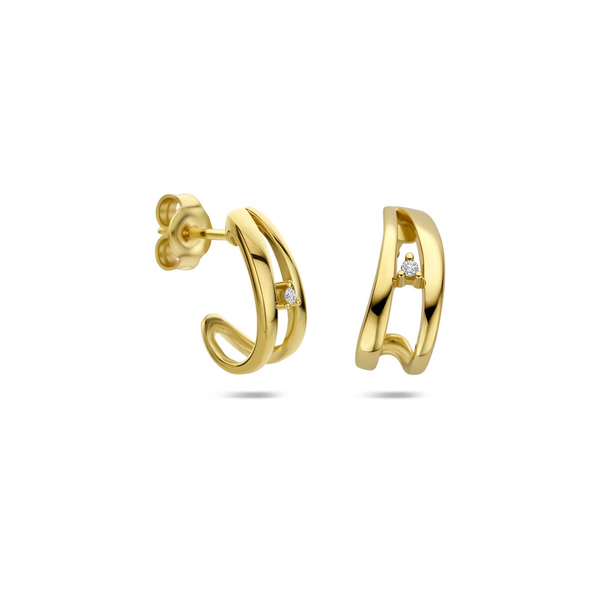 Goldohrstecker mit Diamant – 14 Karat Gelbgold