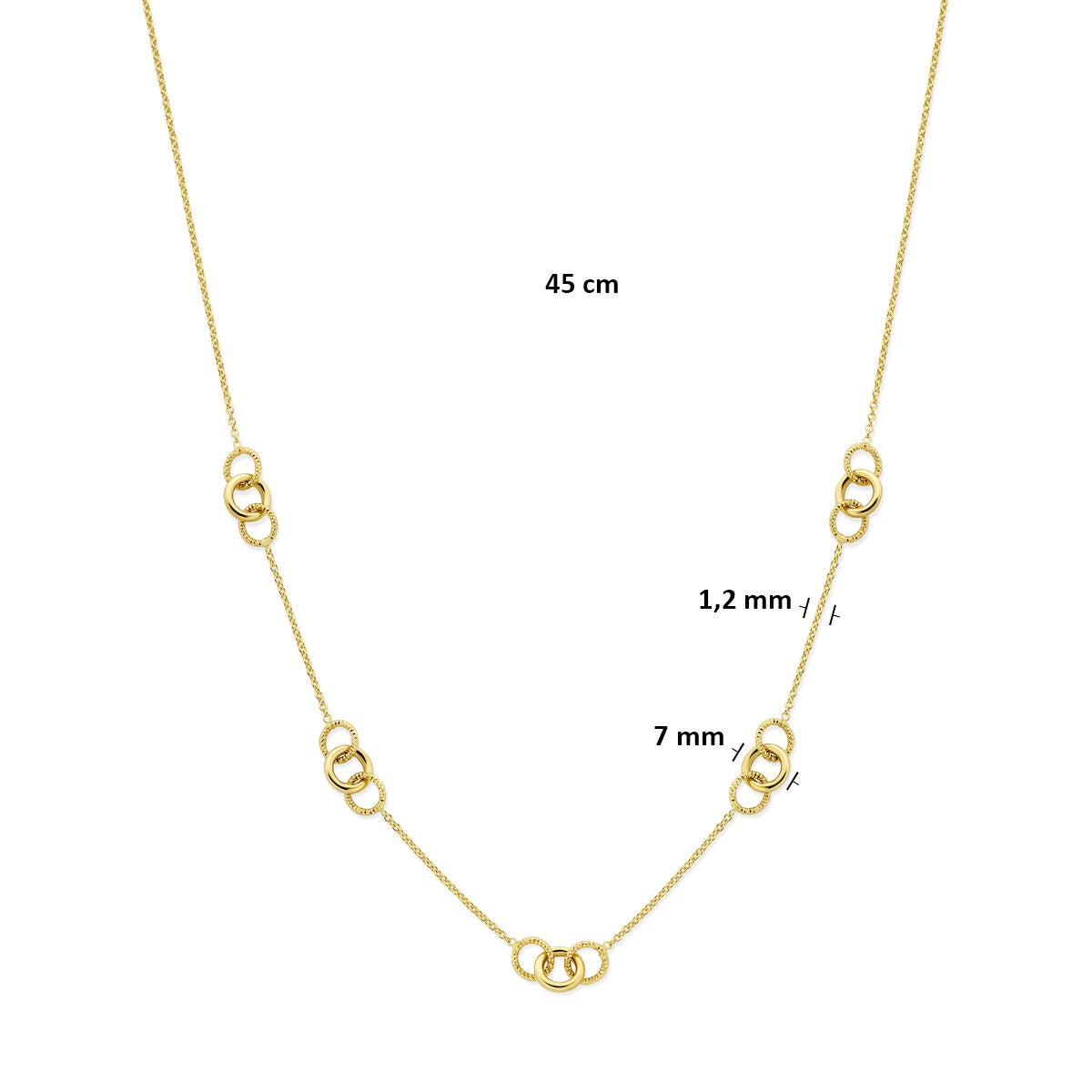 Goldene Damenhalskette mit Kreisen – 14k Gelbgold