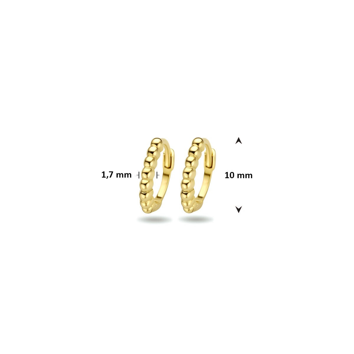 Gelbgoldfarbene Klappcreolen mit Kugeln – 9k