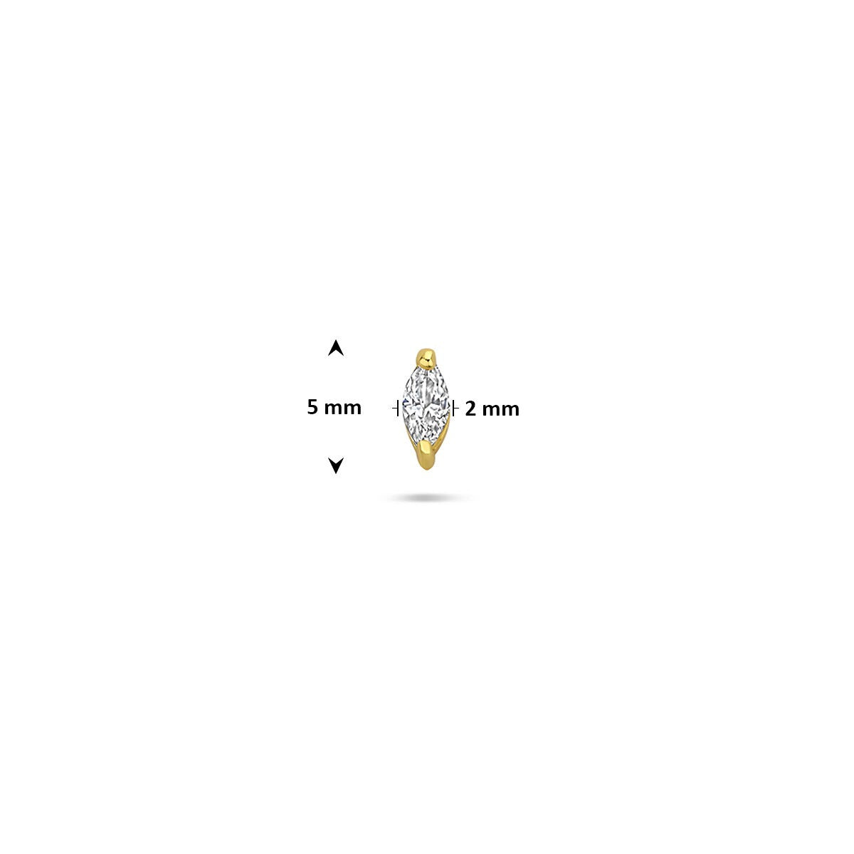 Vergoldetes 925er Silber Flat Back Piercing mit Zirkonia