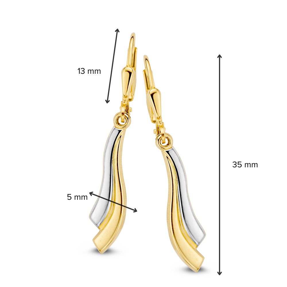 Bicolor Weiß- und Gelbgold Ohrhaken aus 14 Karat – Elegante Ohrringe ohne Stein für Damen