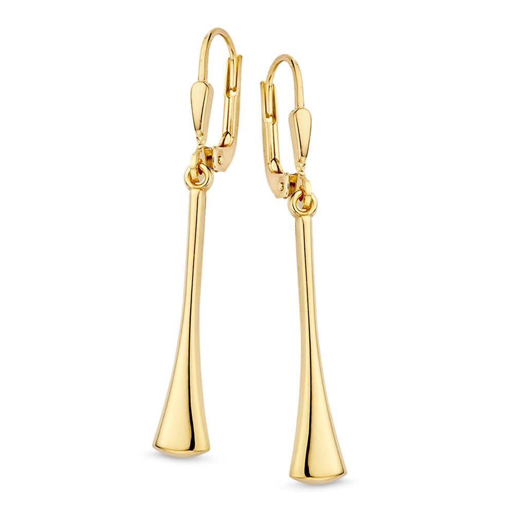 Elegante Ohrhaken aus 14-karätigem Gelbgold mit spielerischen Anhängern in länglicher Form