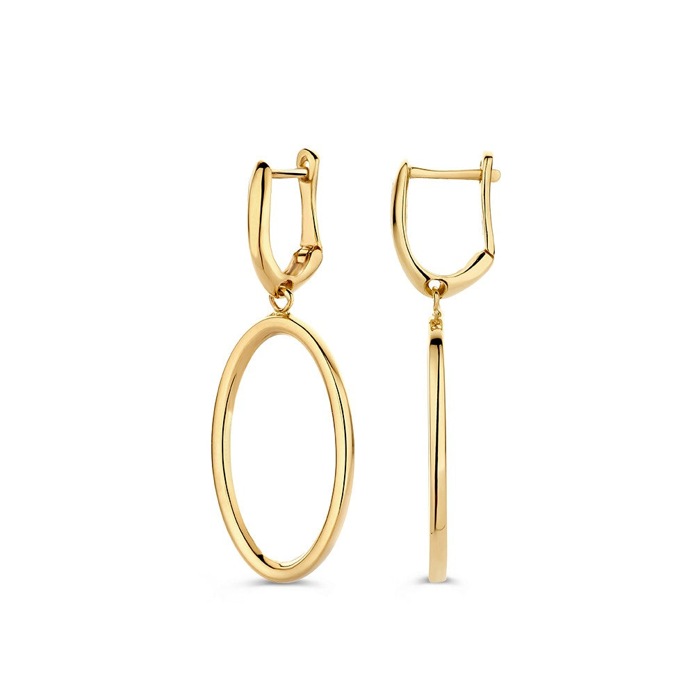 Verspielte Gelbgold-Ohrringe mit offenen Anhängern – 14 Karat Gold, Elegante Statement-Ohrringe