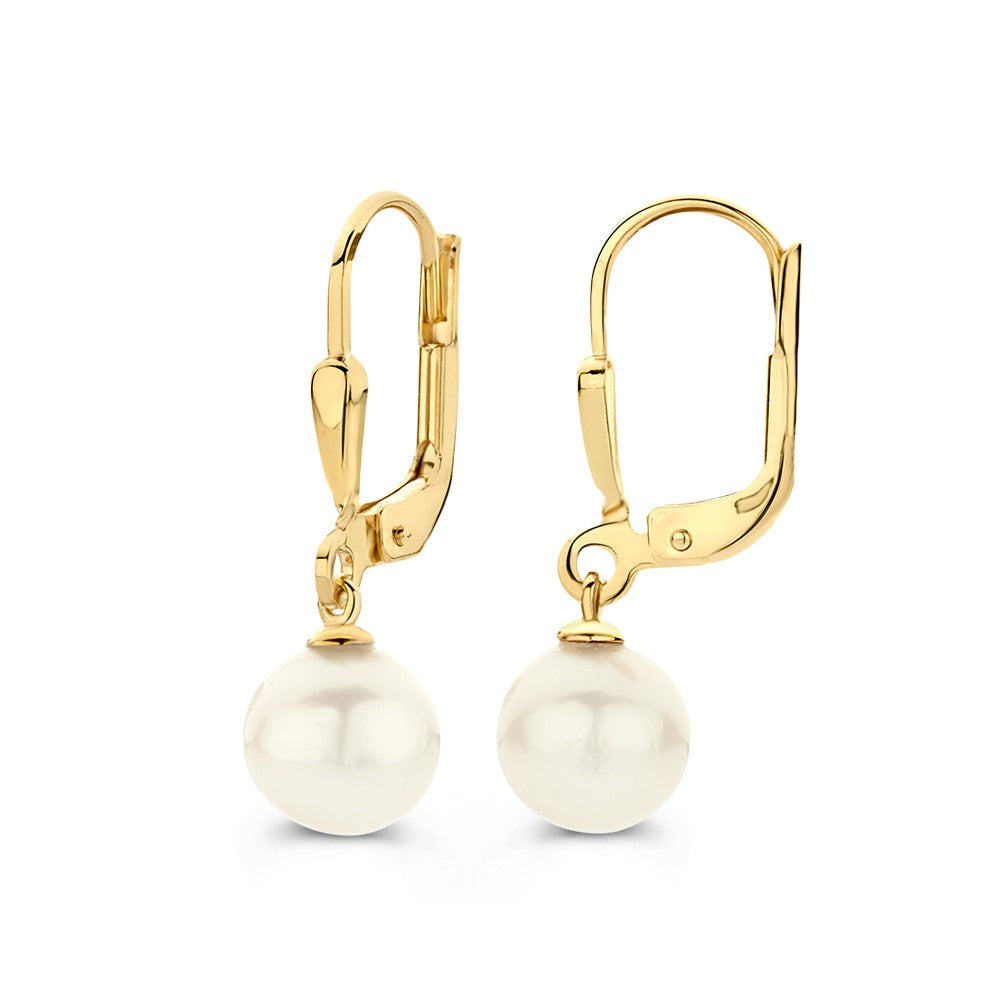 Elegante Ohrhaken aus Gelbgold mit Süßwasserperlen – 14 Karat