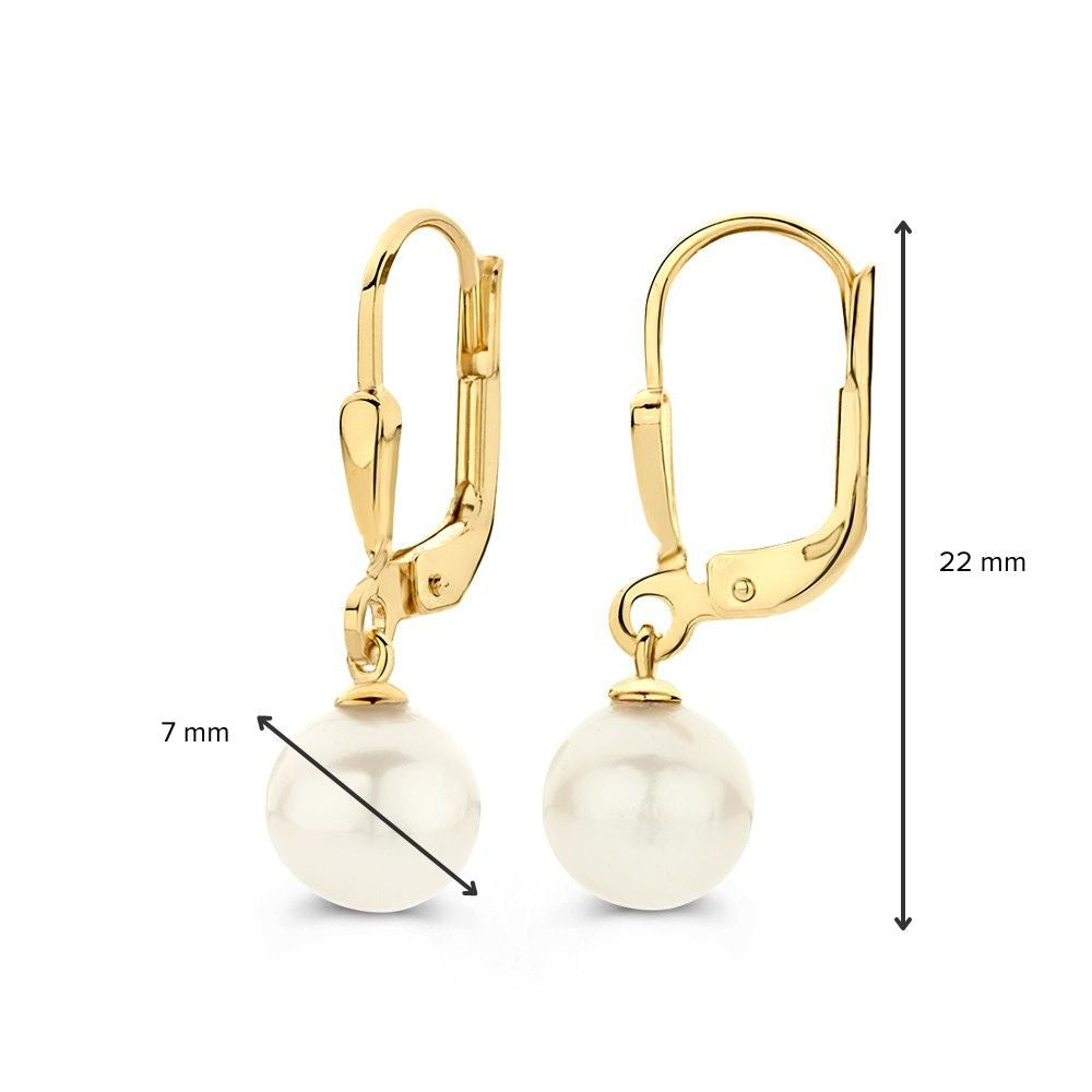 Elegante Ohrhaken aus Gelbgold mit Süßwasserperlen – 14 Karat