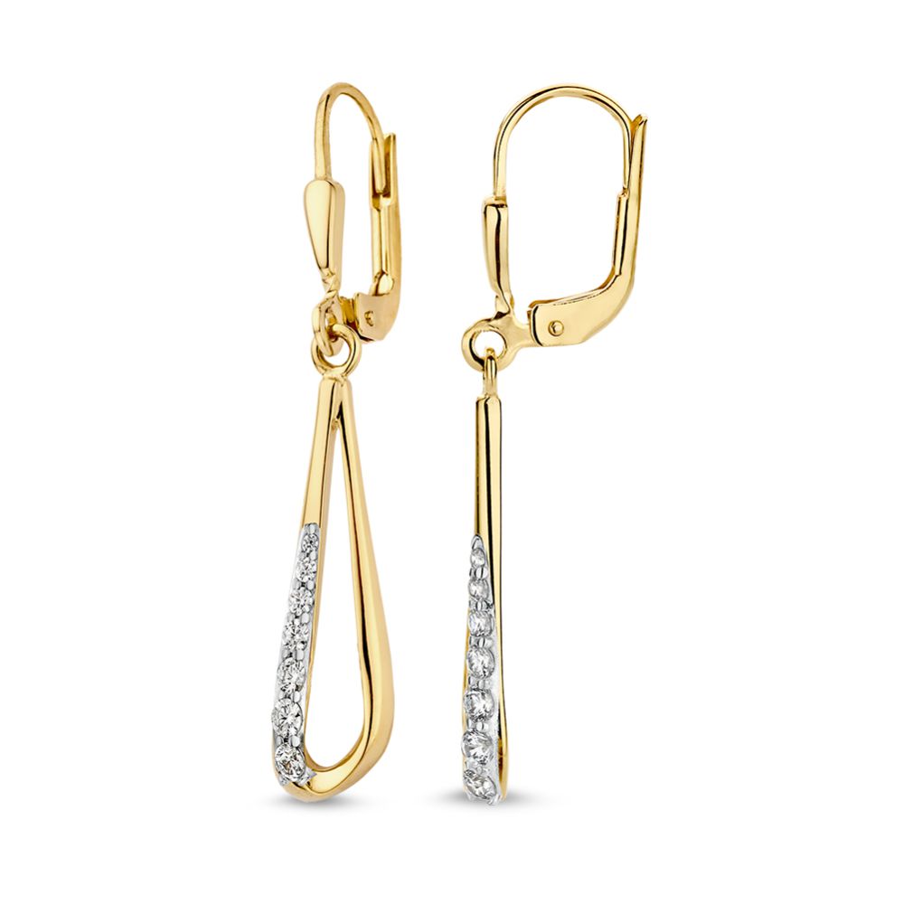 Gelbgold-Ohrhaken mit Zirkonia – 14 Karat Gold