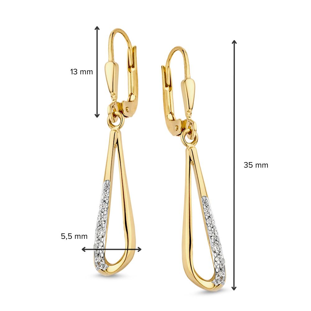 Gelbgold-Ohrhaken mit Zirkonia – 14 Karat Gold