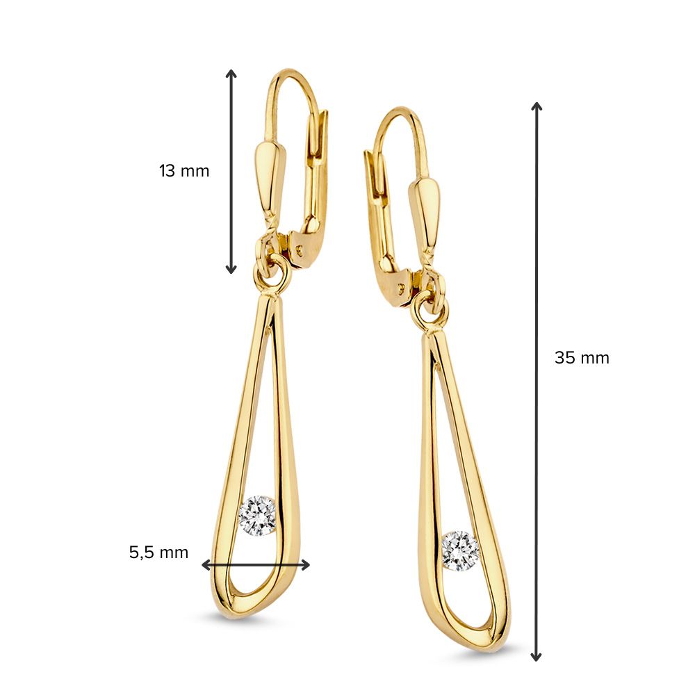 Gelbgoldene Ohrhaken mit Zirkonia – 14 Karat Gold