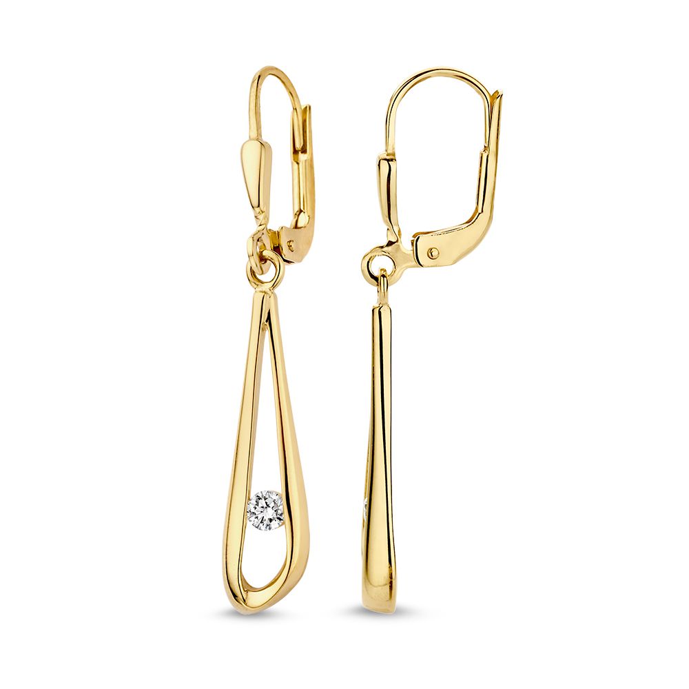 Gelbgoldene Ohrhaken mit Zirkonia – 14 Karat Gold