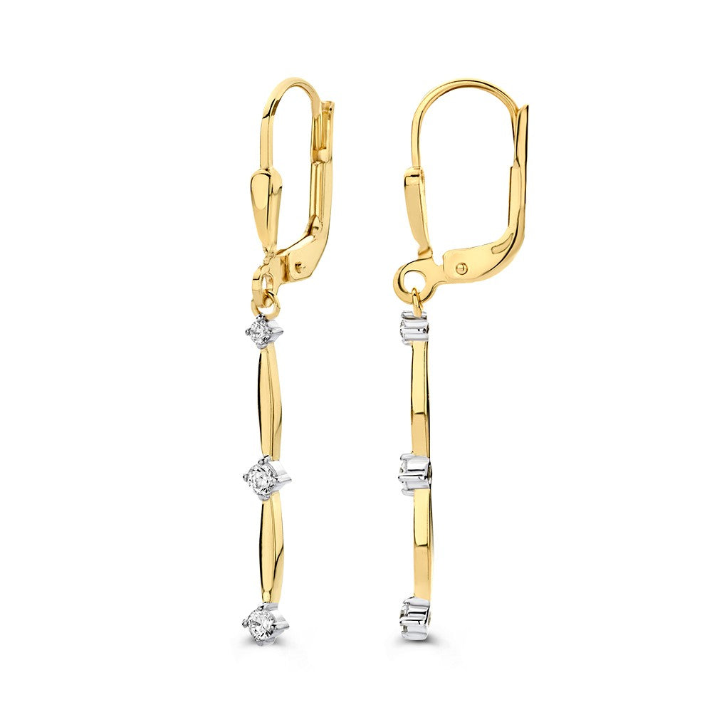 Gelbgold-Ohrhaken mit langen Ohrhängern und Zirkonia – 14 Karat