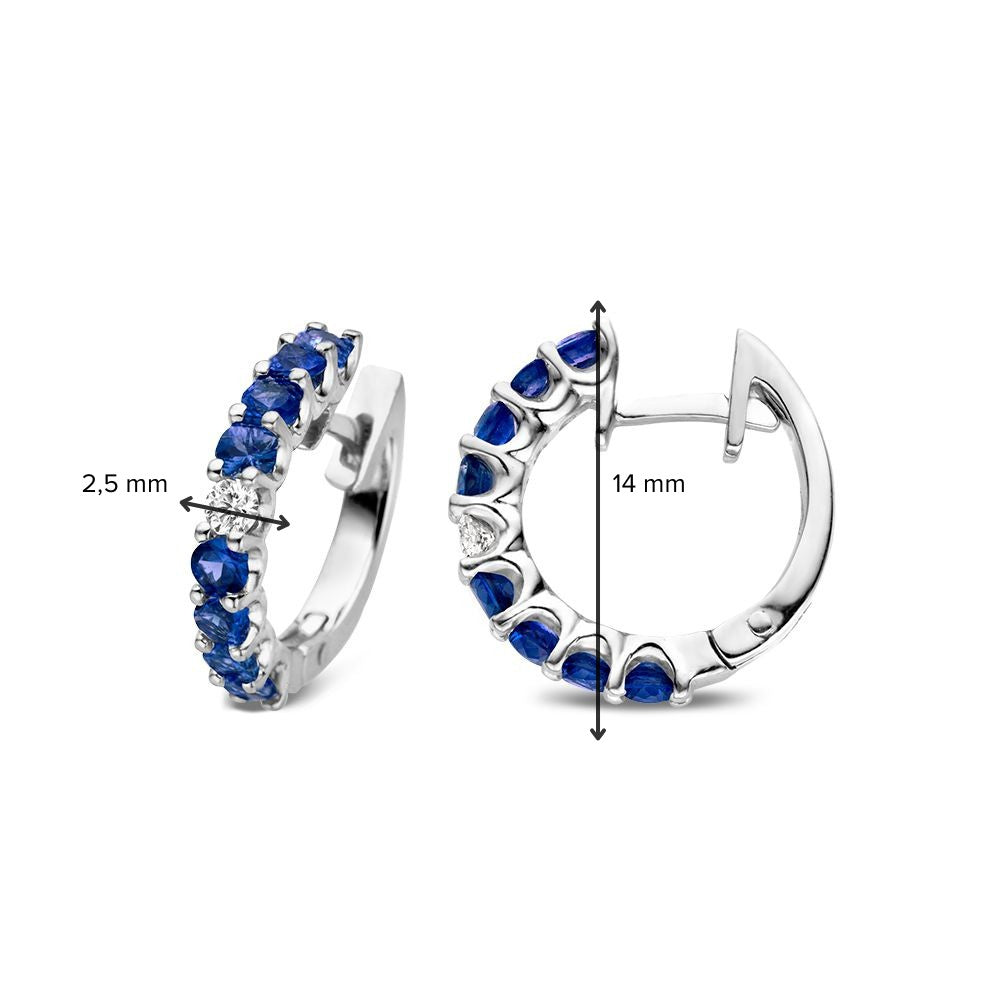 18 Karat Weißgold Ohrringe mit Blauen Saphiren und Diamant – Van der Kooij Luxus Schmuckstück