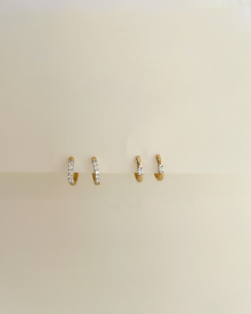 Bicolor-Ohrringe aus 14 Karat Gold mit Diamant – 0,10 Karat Brillantschliff, elegante Ohrringe für Damen