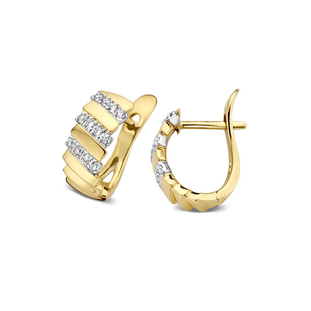 Bicolor-Ohrringe aus Gelb- und Weißgold mit Diamanten – 14 Karat Ohrringe mit 0.14 Karat Diamanten