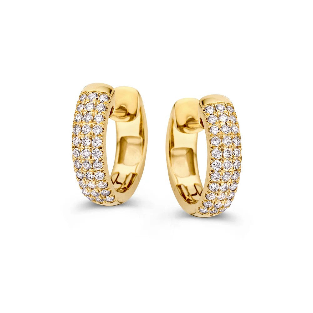 Klapp-Ohrringe aus Gelbgold mit 0,50 ct. funkelnden Zirkonia-Steinen