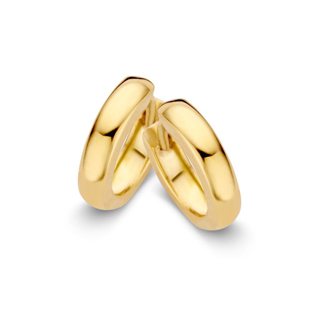Elegante Ohrhänger aus 14-karätigem Gelbgold mit 9 mm Innendurchmesser und glänzender Oberfläche