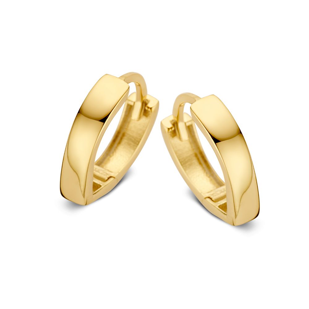 Gelbgoldene Creolen mit glatter Oberfläche und modernem, schlichtem Design