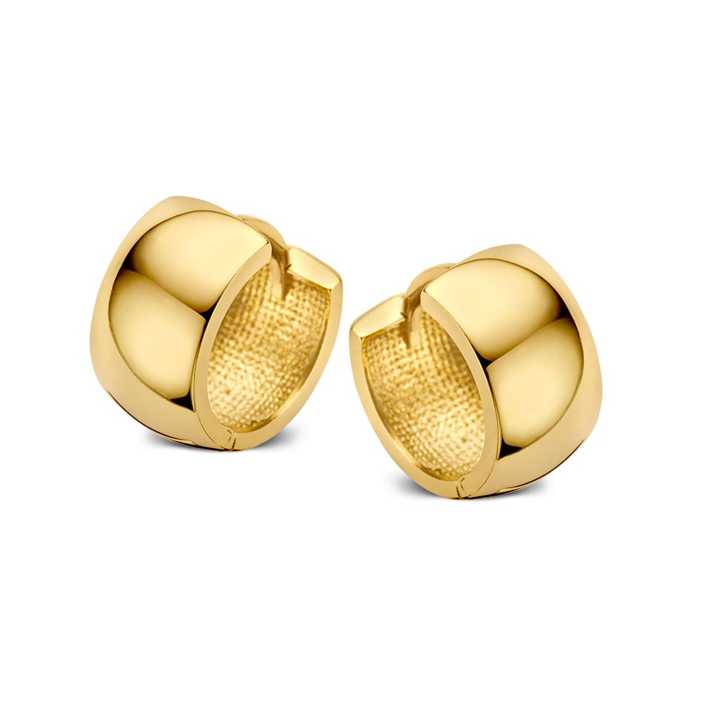 Breite 14K Gelbgold Ohrringe mit glänzender und strukturierten Oberfläche