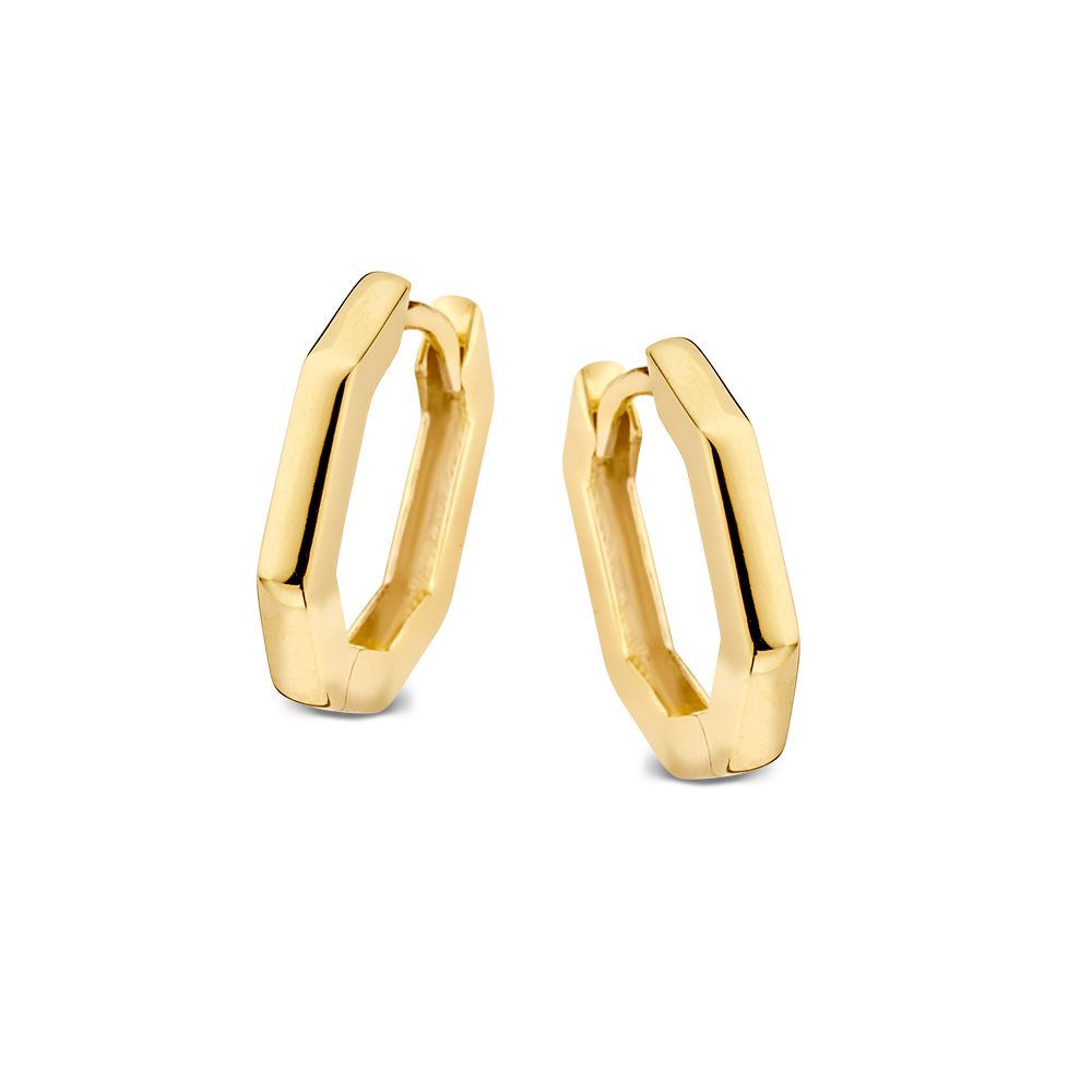 Ohringe aus Gelbgold mit schmalem, achteckigem Design für Damen