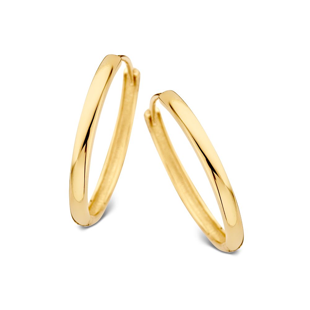 Gelbgoldene Creolen mit Scharnier aus 14 Karat Gold in schlichter, ovaler Form