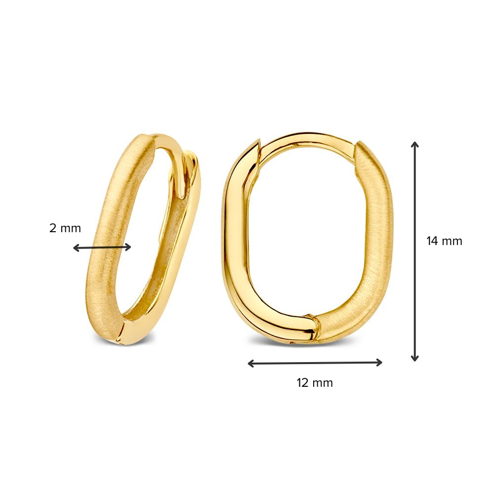 Ovale Ohrringe aus Gelbgold – Matt & Poliert – 14 Karat – Van der Kooij
