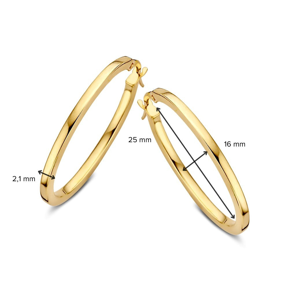Zeitlose Gelbgold Ohrringe – 14 Karat, 16 x 25 mm Innenmaß, Elegantes Minimalistisches Design
