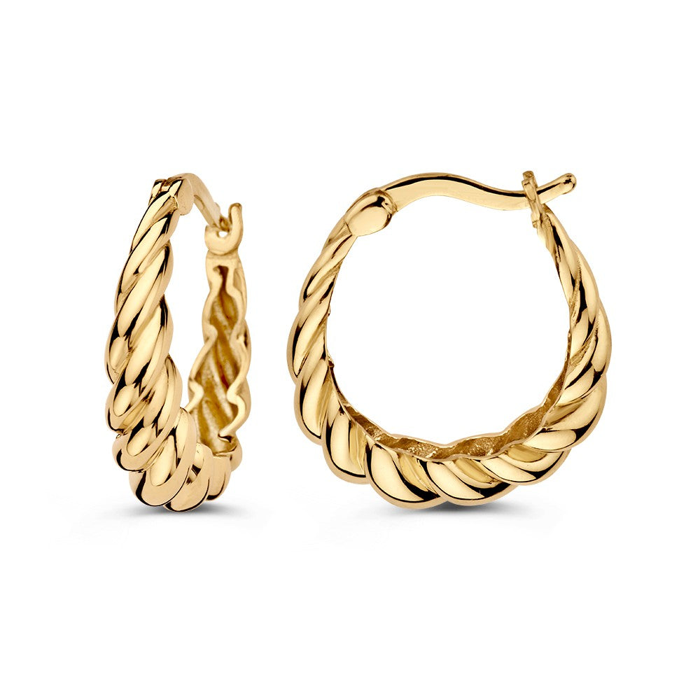 Gelbgoldene Ohrringe mit gedrehter Band – Zeitlose Eleganz