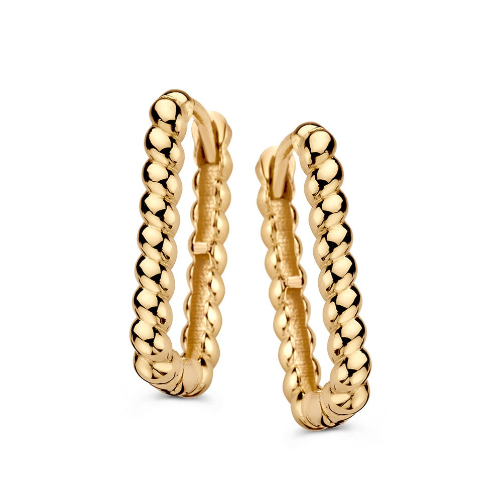 Große gelbgoldene Ohrringe mit Paperclipschaltung und gedrehter Bandform