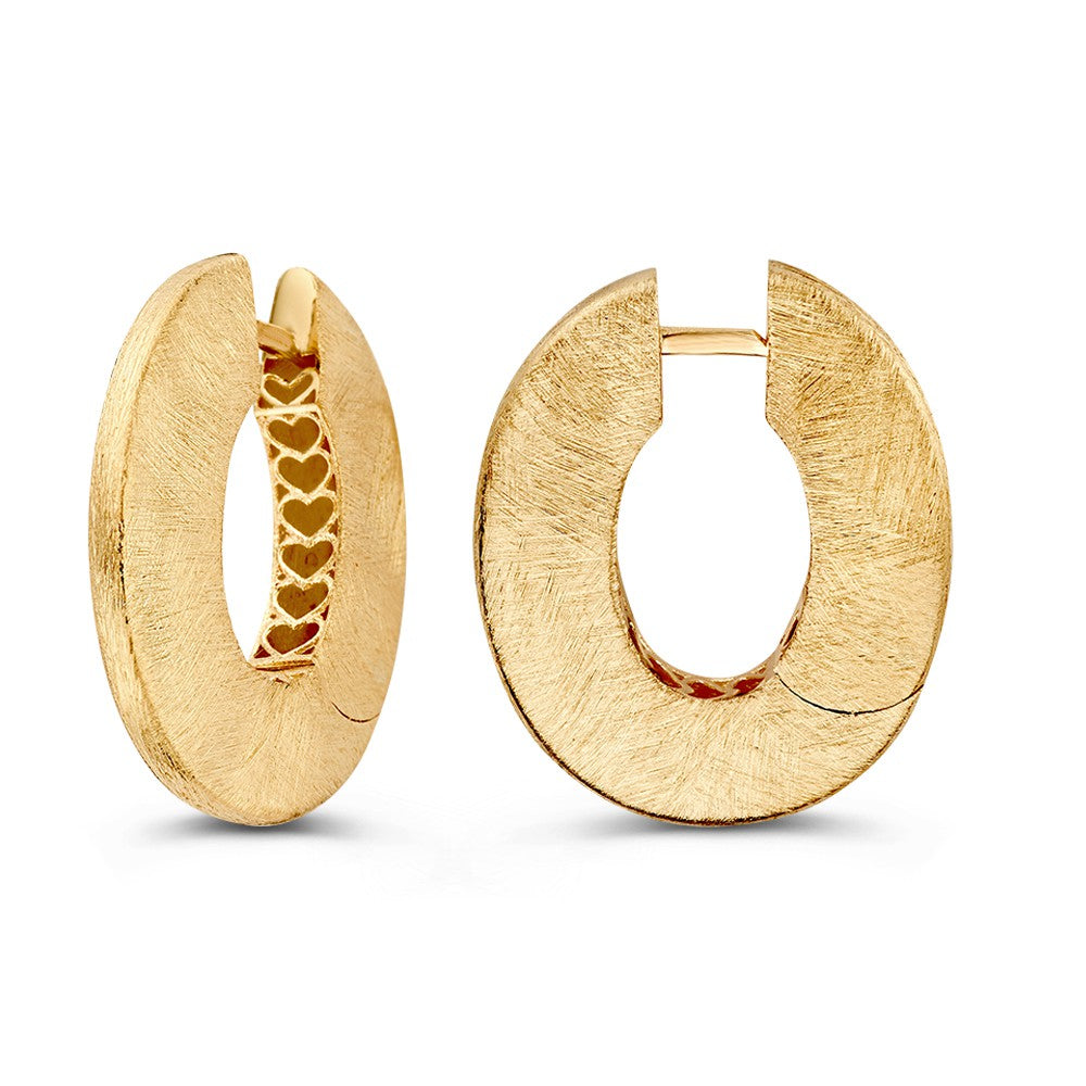 Gelbgoldene mattierte Ohrringe mit Eismatt-Finish in auffälligem Design