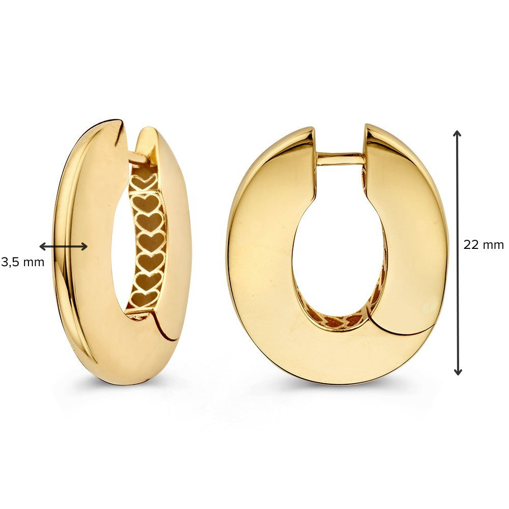 Auffällige Gelbgold-Ohrringe in flachem, ovalem Design – echte Hingucker
