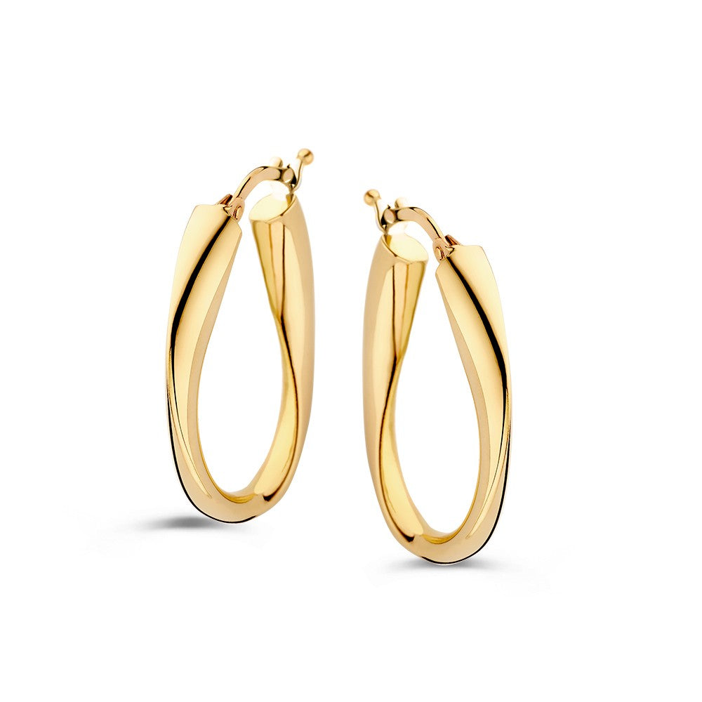 Gelbgoldene Ohringe mit verspieltem Twist aus 14 Karat Gold