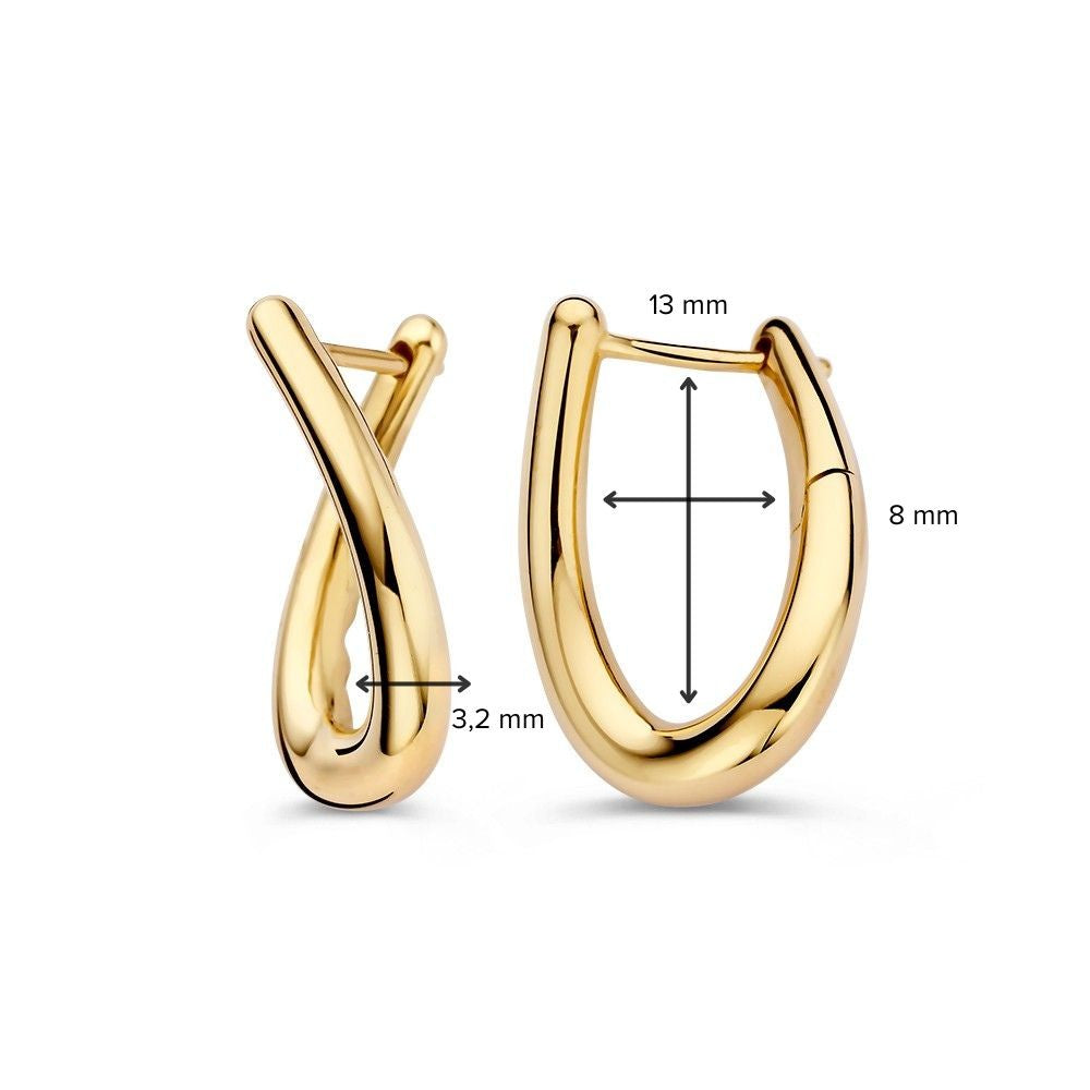 Verspielte Ohrringe aus Gelbgold mit Twist – Eleganz in Bewegung