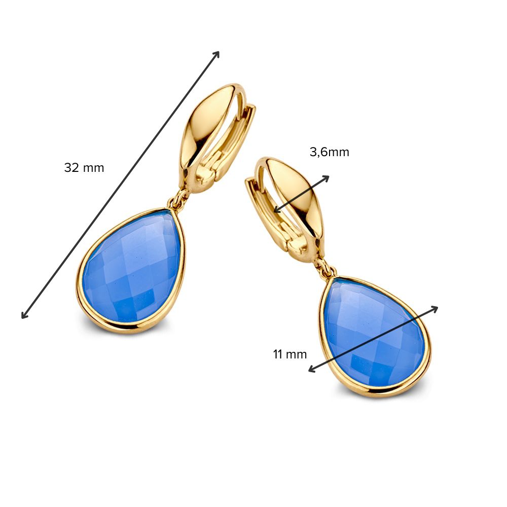 Gelbgold-Ohrringe mit blauem Chalcedon – Eleganz in Farbe