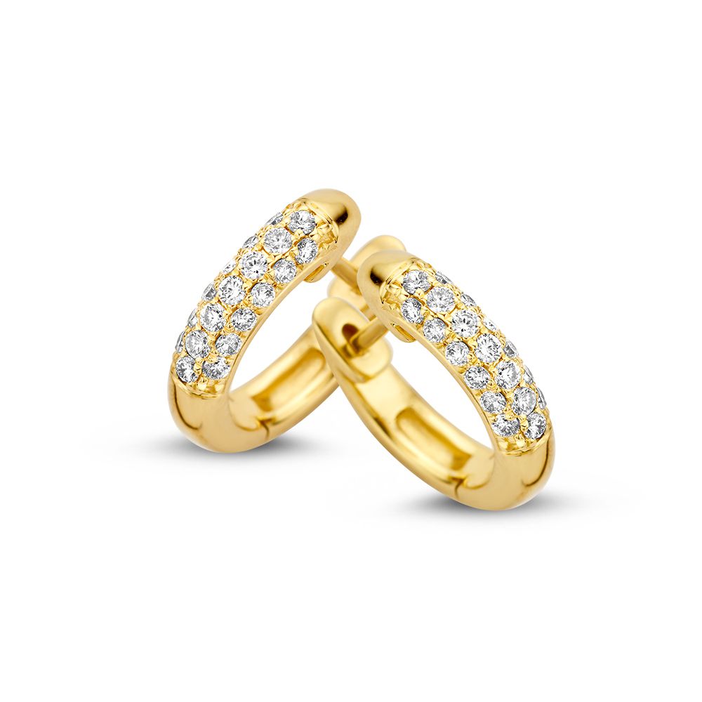Gelbgoldene Ohrringe mit 0,32 ct Diamanten und glänzender Oberfläche