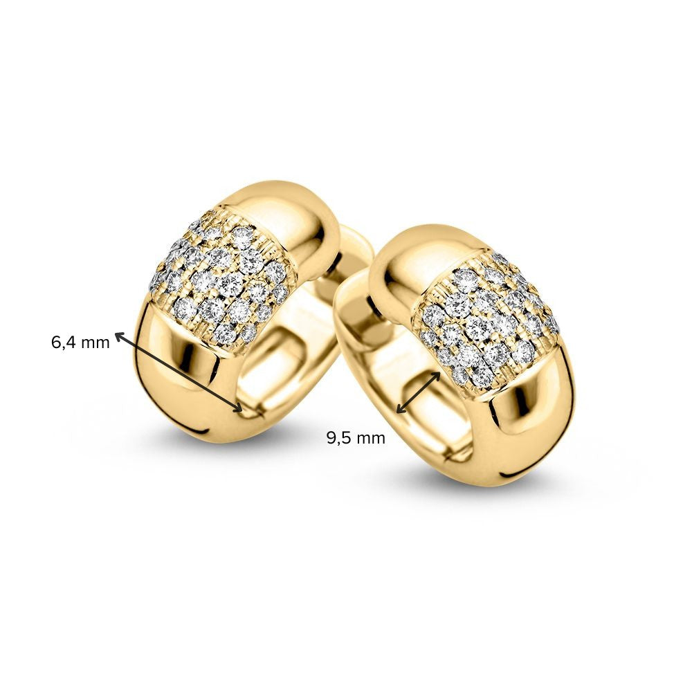 Kugelrunde Gelbgold-Ohrringe mit Diamant im Pavé-Design: Zeitloser Luxus 0,32 ct.