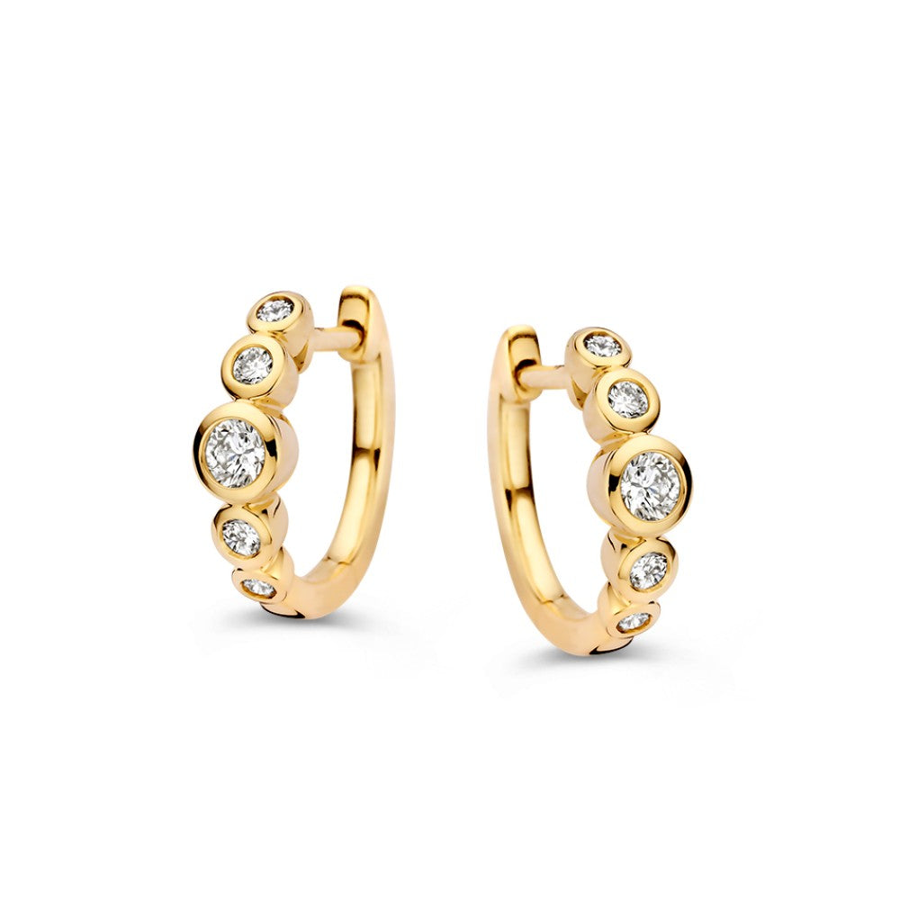 Ohrringe aus 14-karätigem Gelbgold mit 0,32 ct Diamanten in der 'Bubbles'-Kollektion